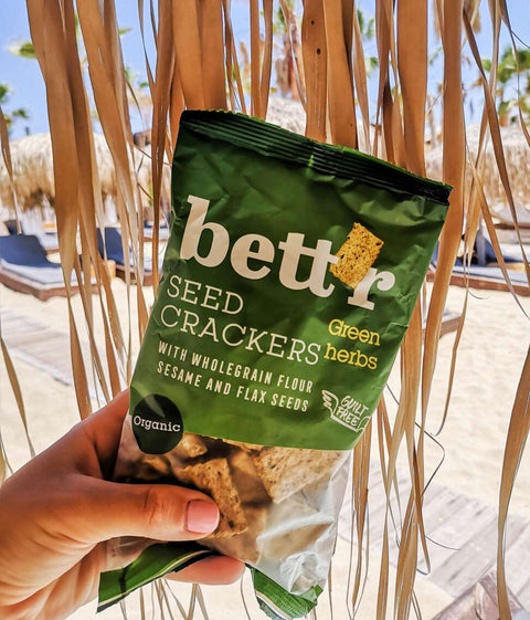 Ekoloģiski sēklu krekeri ar zaļumiem