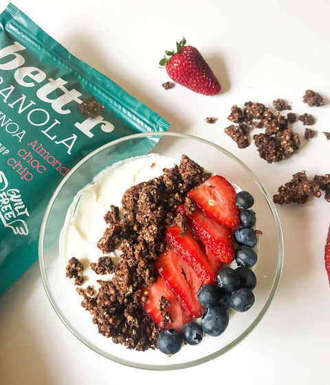 Ekoloģiska granola ar mandeļu un šokolādes gabaliņiem