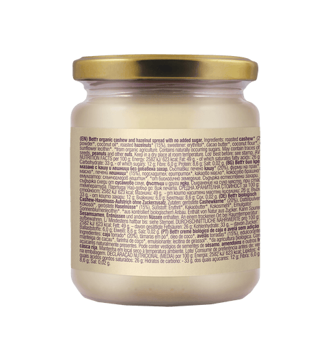 Ekoloģisks Indijas riekstu un lazdu riekstu krēms, bez pievienota cukura