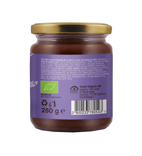 Ekoloģisks lazdu riekstu un  kakao krēms, bez pievienota cukura