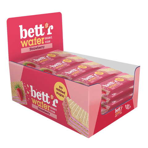 Ekoloģiska vafele ar Indijas riekstu un zemeņu krēmu, bez pievienota cukura