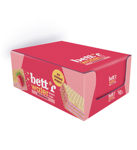 Ekoloģiska vafele ar Indijas riekstu un zemeņu krēmu, bez pievienota cukura