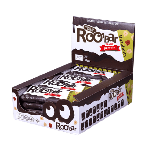 Ekoloģisks lazdu riekstu proteīna batoniņš ar šokolādi