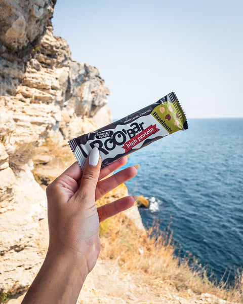 Ekoloģisks lazdu riekstu proteīna batoniņš ar šokolādi