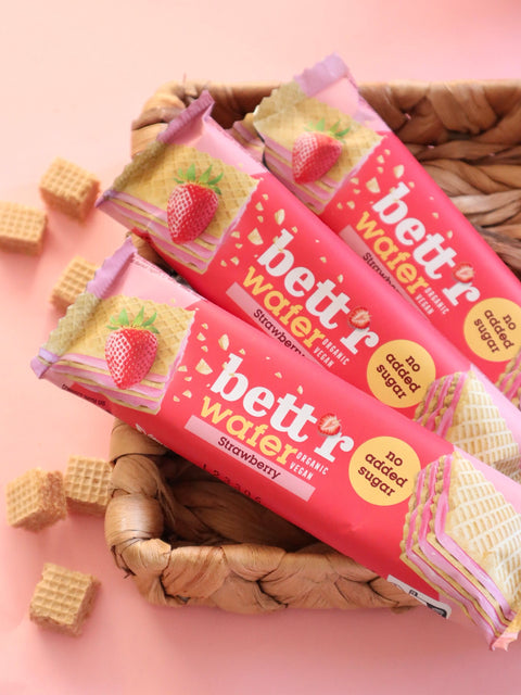 Ekoloģiska vafele ar Indijas riekstu un zemeņu krēmu, bez pievienota cukura