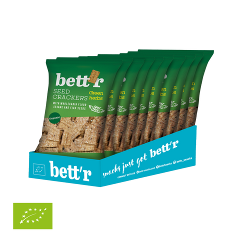 Ekoloģiski sēklu krekeri ar zaļumiem