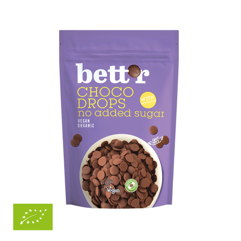 Ekoloģiskas šokolādes lāsītes (drops) MYLKY bez pievienota cukura