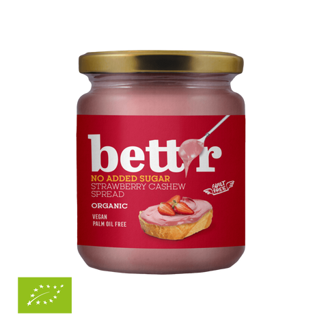 Ekoloģisks zemeņu un Indijas riekstu krēms, bez pievienota cukura