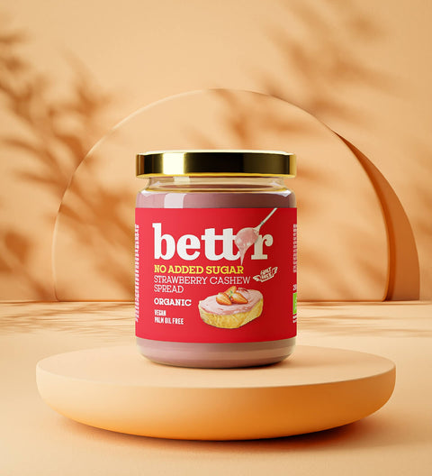 Ekoloģisks zemeņu un Indijas riekstu krēms, bez pievienota cukura