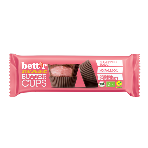 BIO riekstu sviesta krūzes ar zemeņu krēmu